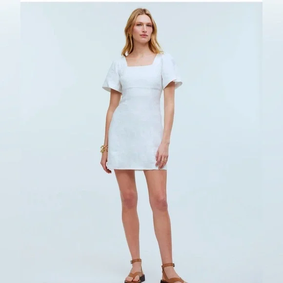 Madewell | Dresses | Madewell Nwot Womens Squareneck Linen Mini Dress White  | Poshmark